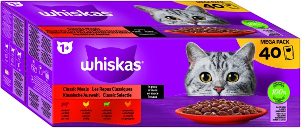 Whiskas Klassische Auswahl in Sauce 1+ Frischebeutel (Katze)